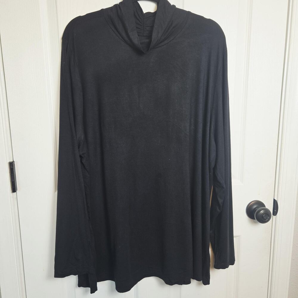Soft Surroundings Shirt Womens 3X Black Chloe Cowl Neck Tunic Long Sleeve Jersey